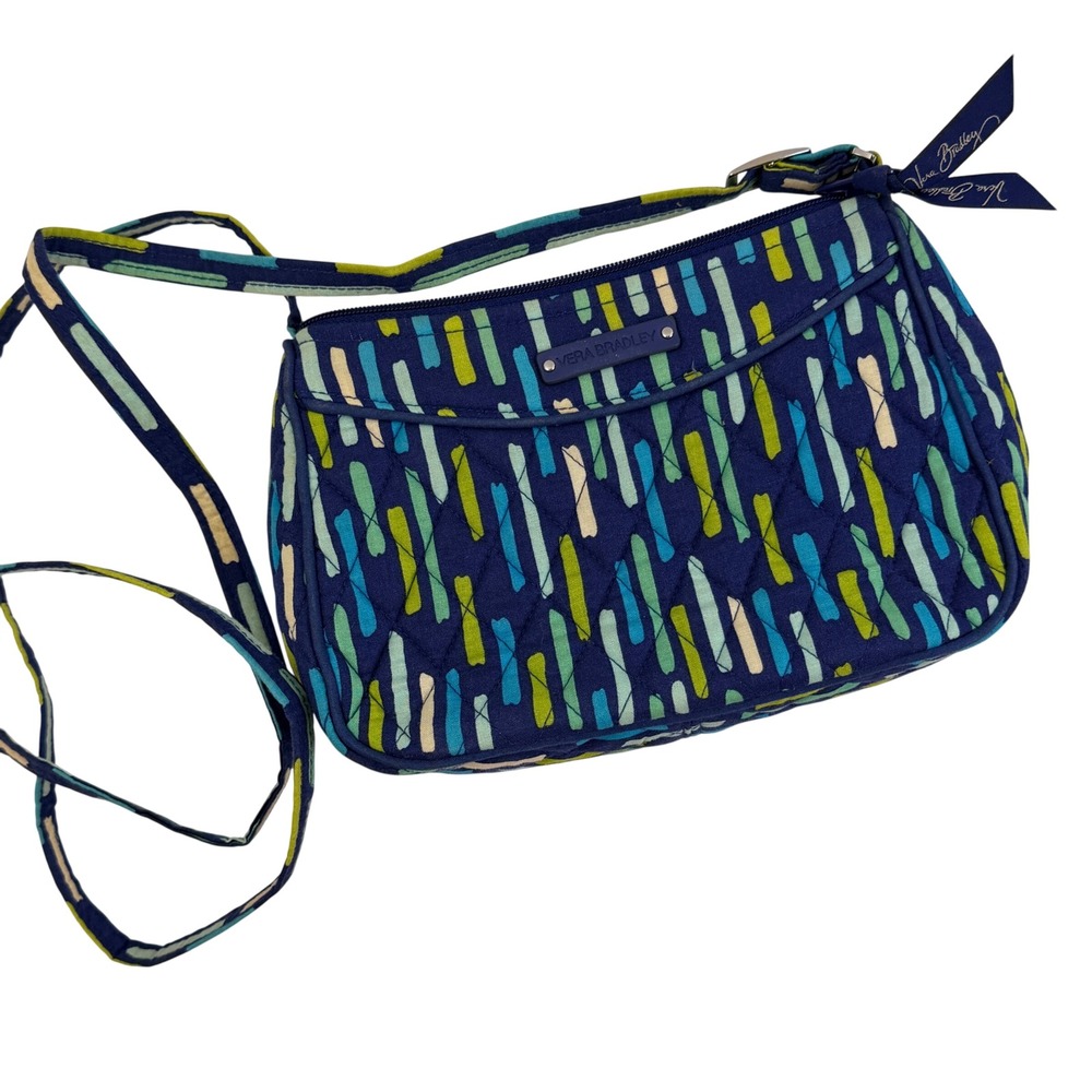 Vera Bradley Little Crossbody Watercolor Blue Green Quilted Shoulder Bag Purse